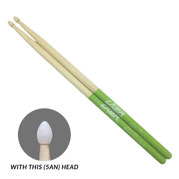 Green Anti-Slide Hickory Drumstick (PC163)